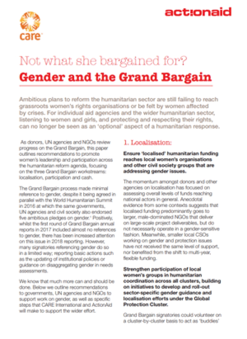 Not what she bargained for? Gender and the Grand Bargain