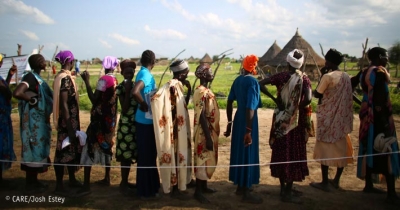 Women queuing at a CARE seed distribution event in Jonglei, one of the areas in South Sudan most affected by the conflict