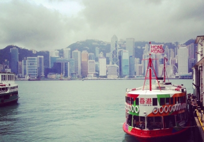 The skyline in Hong Kong