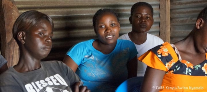 Young women at a savings group meeting in Kenya