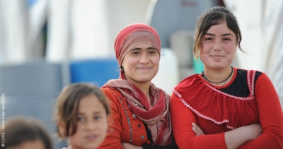 Young women who fled violence in their home area to take refuge in a camp for internally displaced people in the Kurdistan Region of northern Iraq 