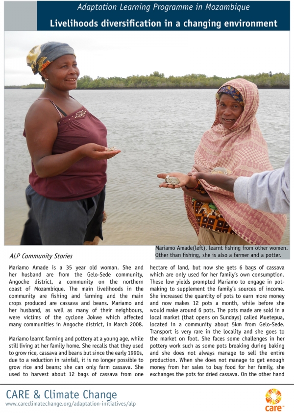 Adaptation Learning Programme in Mozambique: Livelihoods diversification in a changing environment