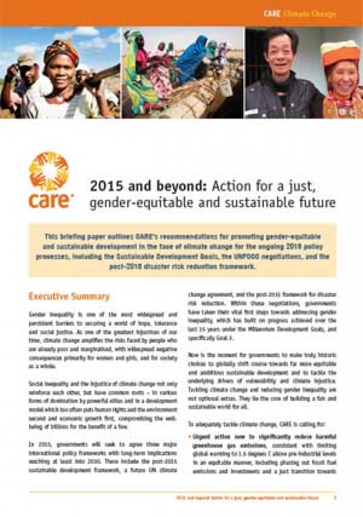 2015 and beyond: Action for a just, gender-equitable and sustainable future