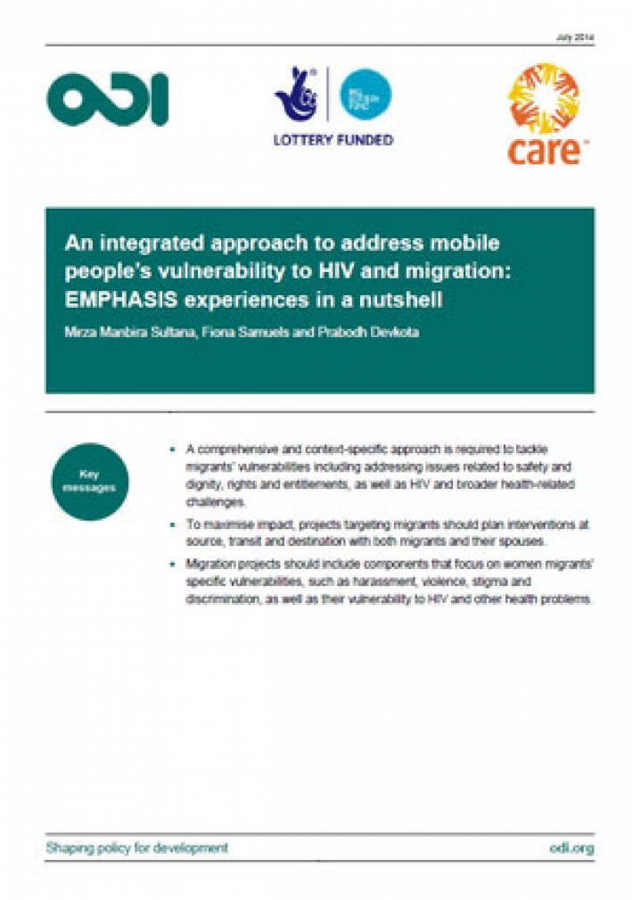 An integrated approach to address mobile people’s vulnerability to HIV and migration: EMPHASIS experiences in a nutshell
